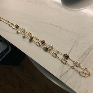 Henri Bendel gold necklace/multi color Swarovski crystals 19inches long.